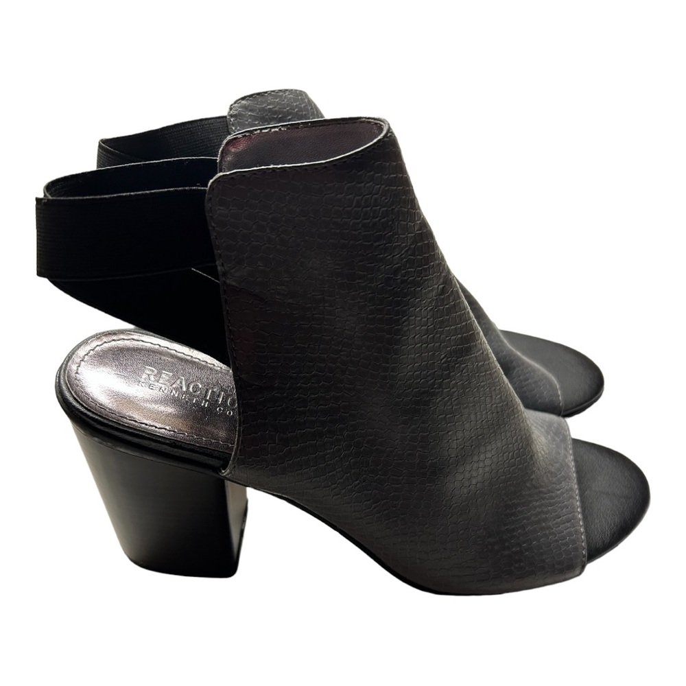 KENNETH COLE REACTION Fridah Fly' Open Toe Bootie heel grey black 9
